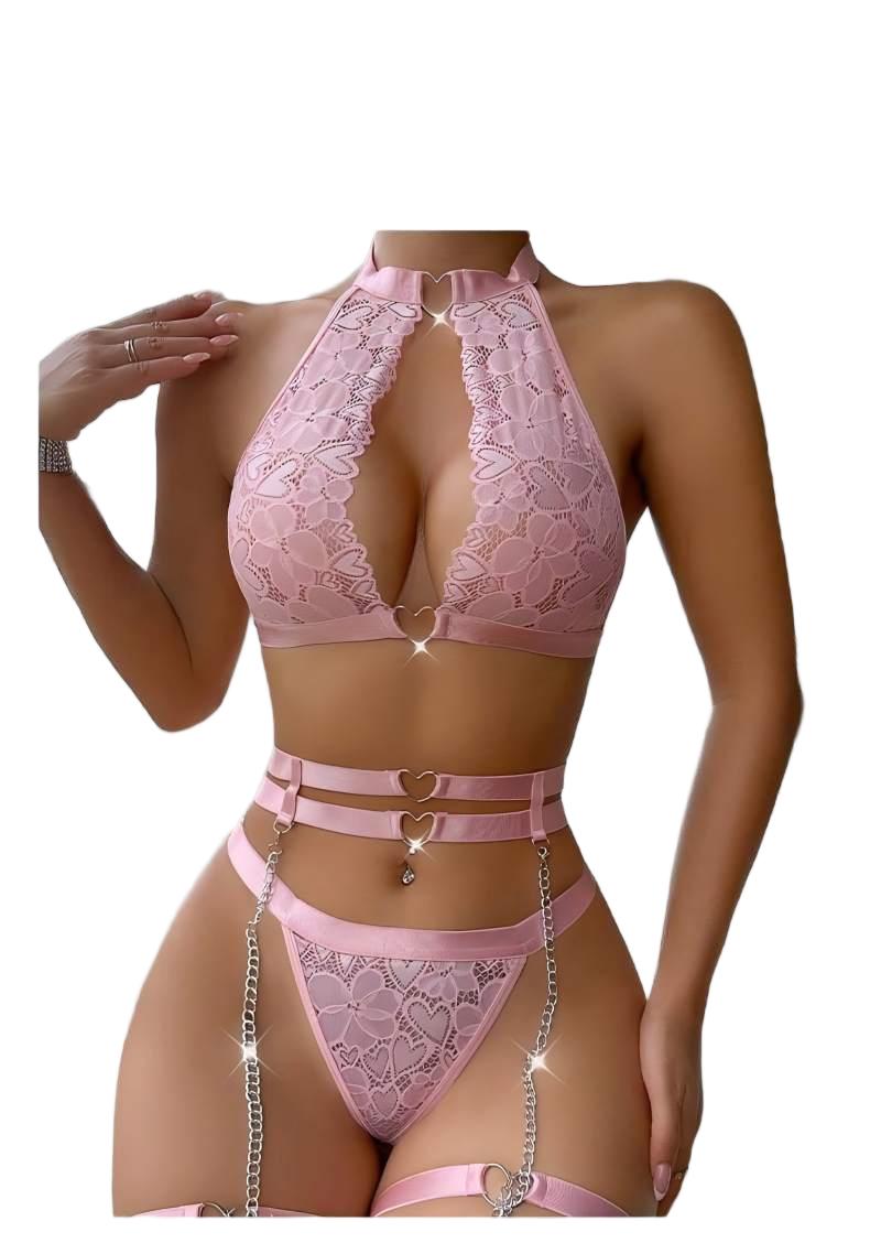 Accessories Woman - Seksowny Komplet Bielizny Koronkowej Push Up