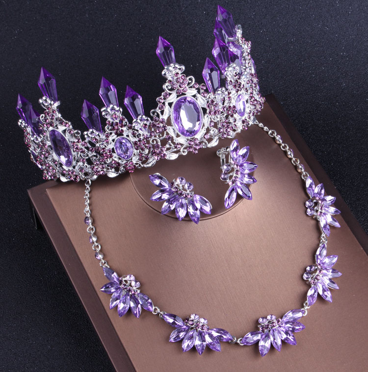Women Jewelry Accessories For Black Dress - Szlachetne fioletowe kryształowe zestawy biżuterii dla