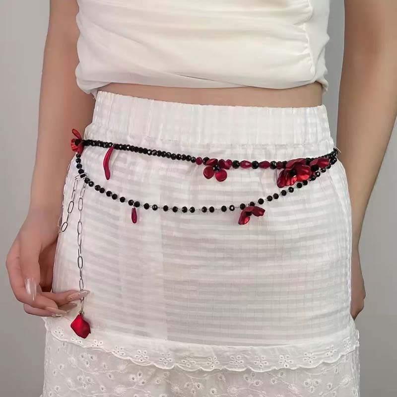 Vintage Czerwony Kwiatowy Łańc – Women Jewelry Accessories For Black Dress recenzja i cena