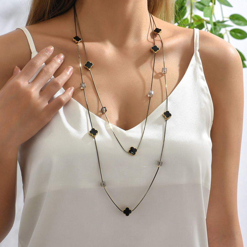 Wielowarstwowe czarne koraliki – Women Jewelry Accessories For Black Dress recenzja i cena
