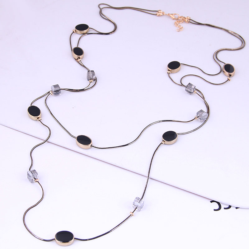 Wielowarstwowe czarne koraliki – Women Jewelry Accessories For Black Dress recenzja i cena