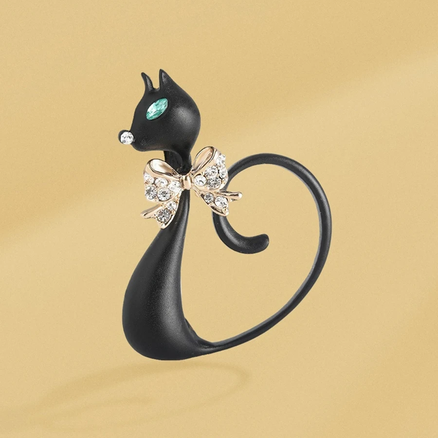 Blucome Cute Animal Black Cat  – Women Jewelry Accessories For Black Dress recenzja i cena
