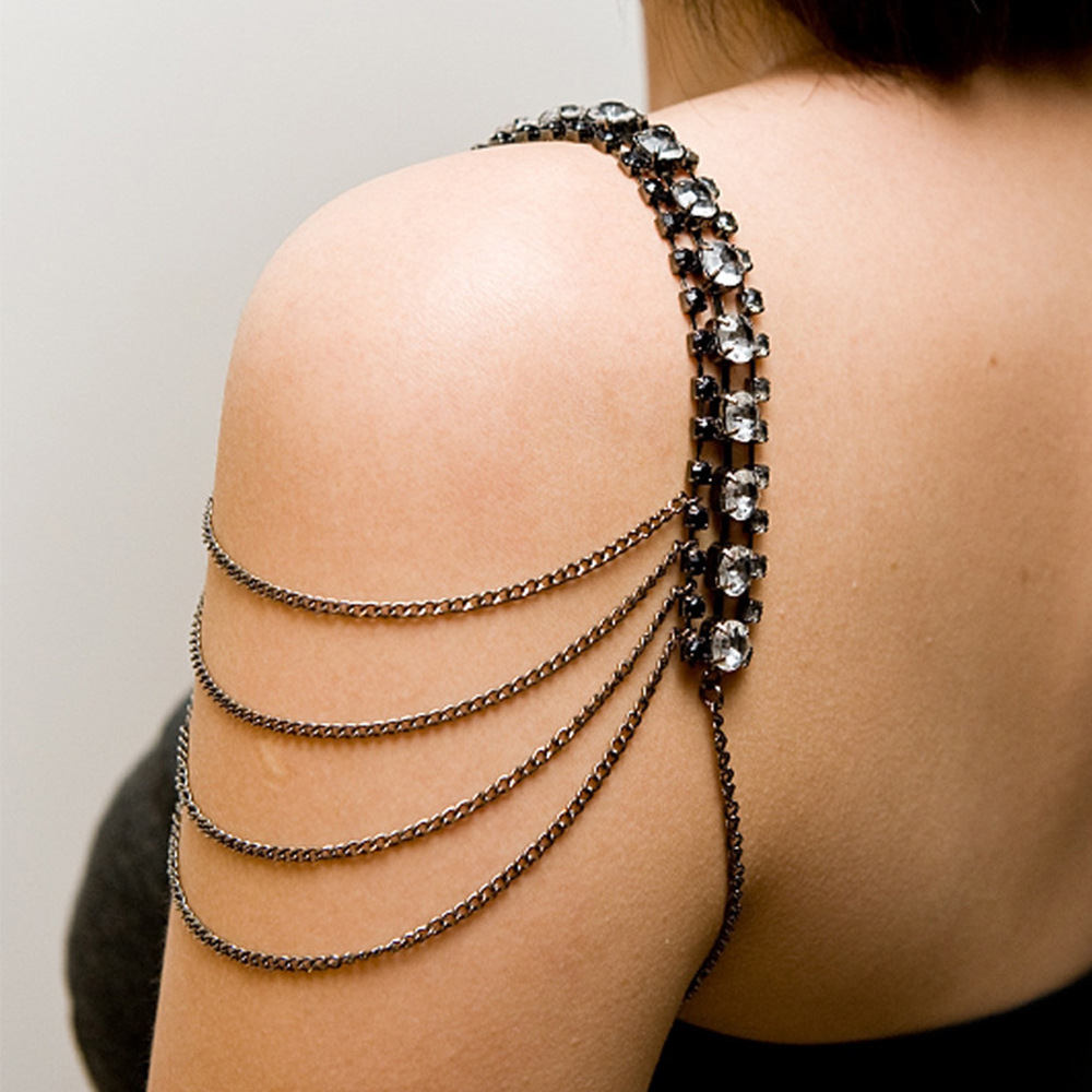 Czarny warstwowy pasek na rami – Women Jewelry Accessories For Black Dress recenzja i cena